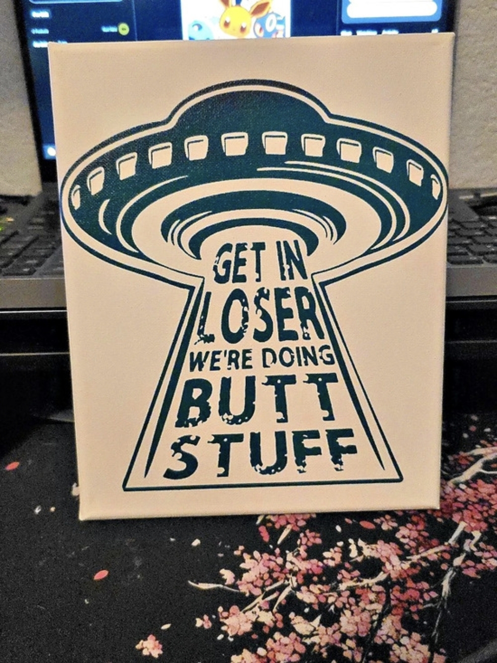 8x10 Alien UFO Graphic Decor Sign, Brown & Black